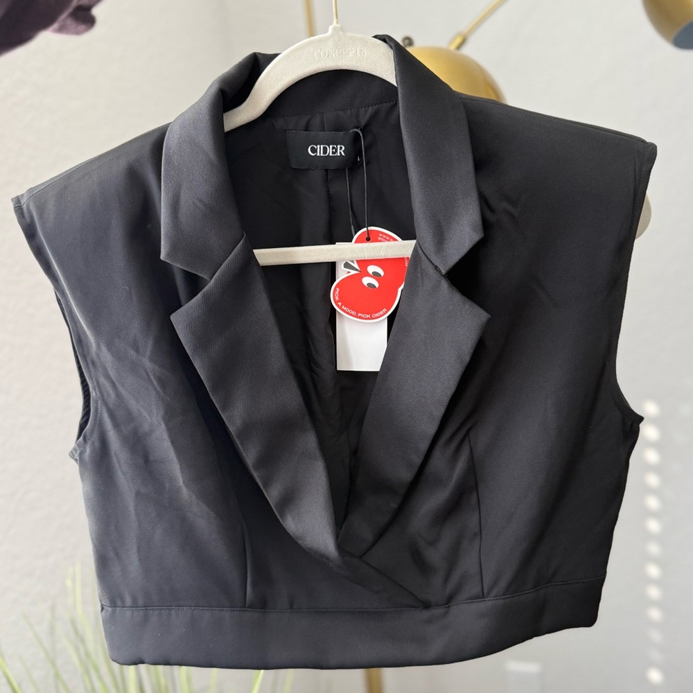 Cider Black Sleeveless Crop Top